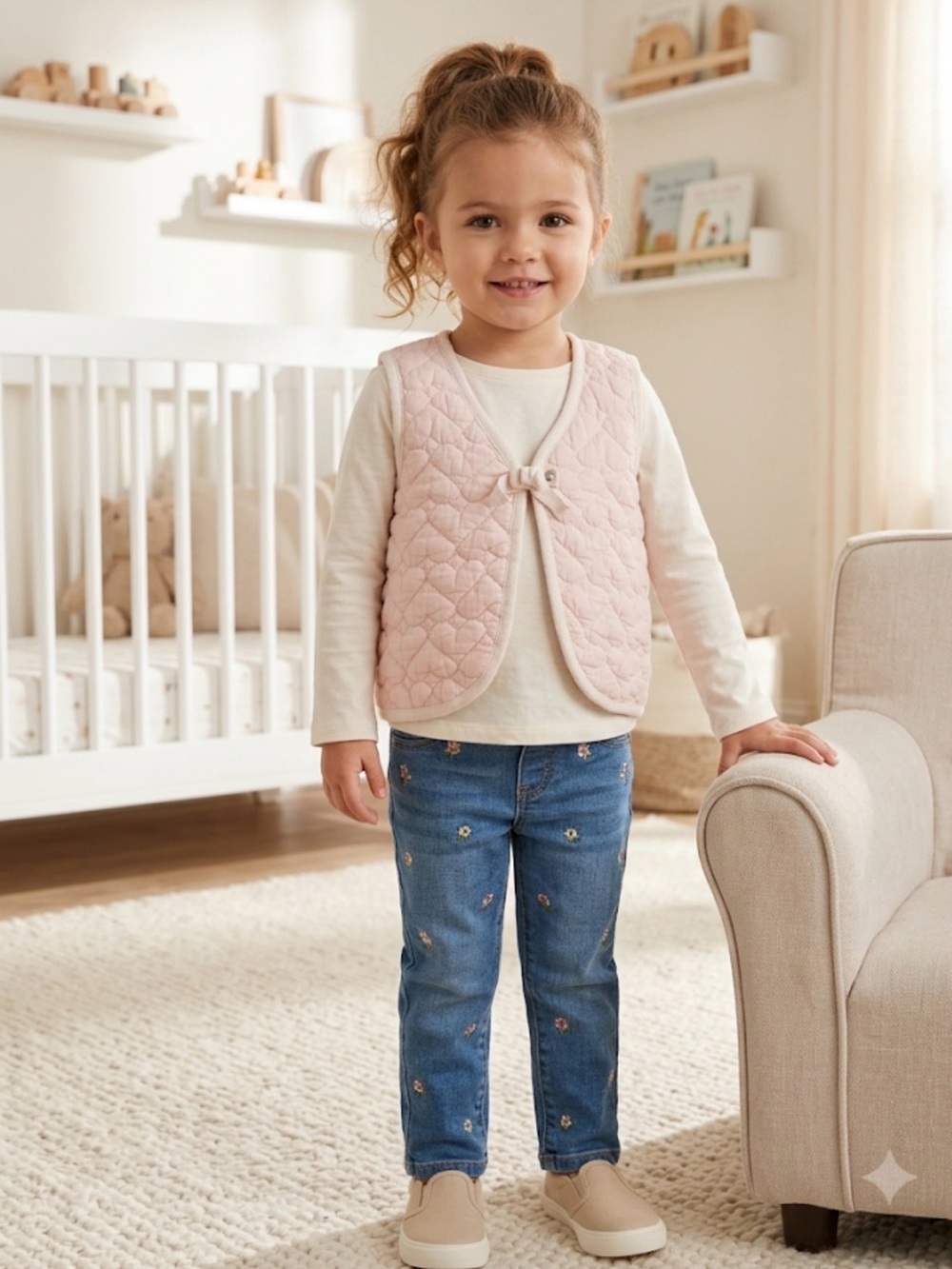 Cynthia Rowley Girls Pink Quilted Vest with Bow